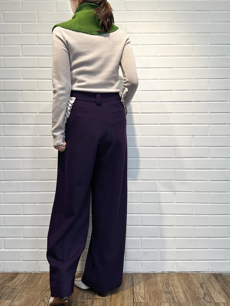 Surprise Sale! Sparkle Purple Pleated Pocket Detail Wide Leg Trousers