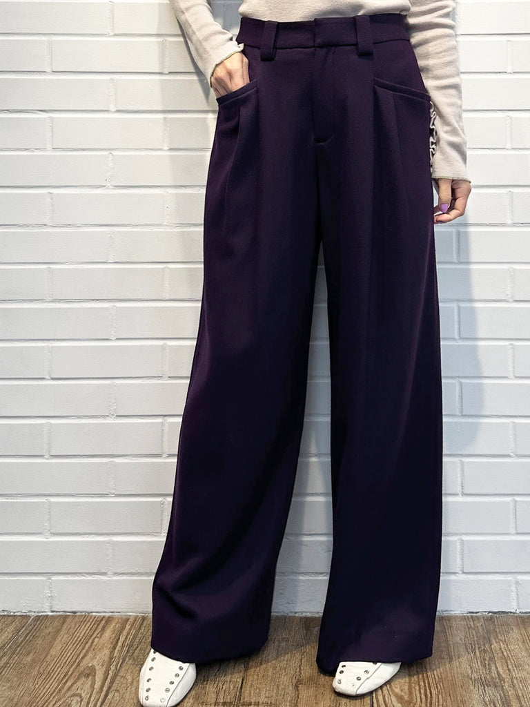 Surprise Sale! Sparkle Purple Pleated Pocket Detail Wide Leg Trousers