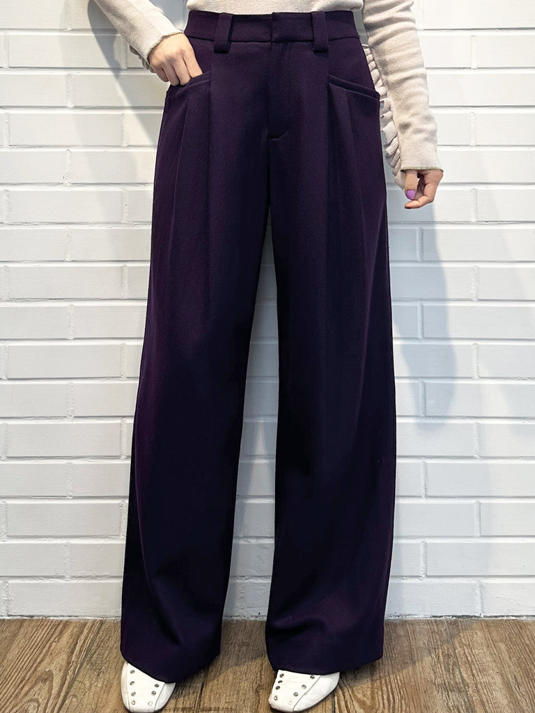Surprise Sale! Sparkle Purple Pleated Pocket Detail Wide Leg Trousers