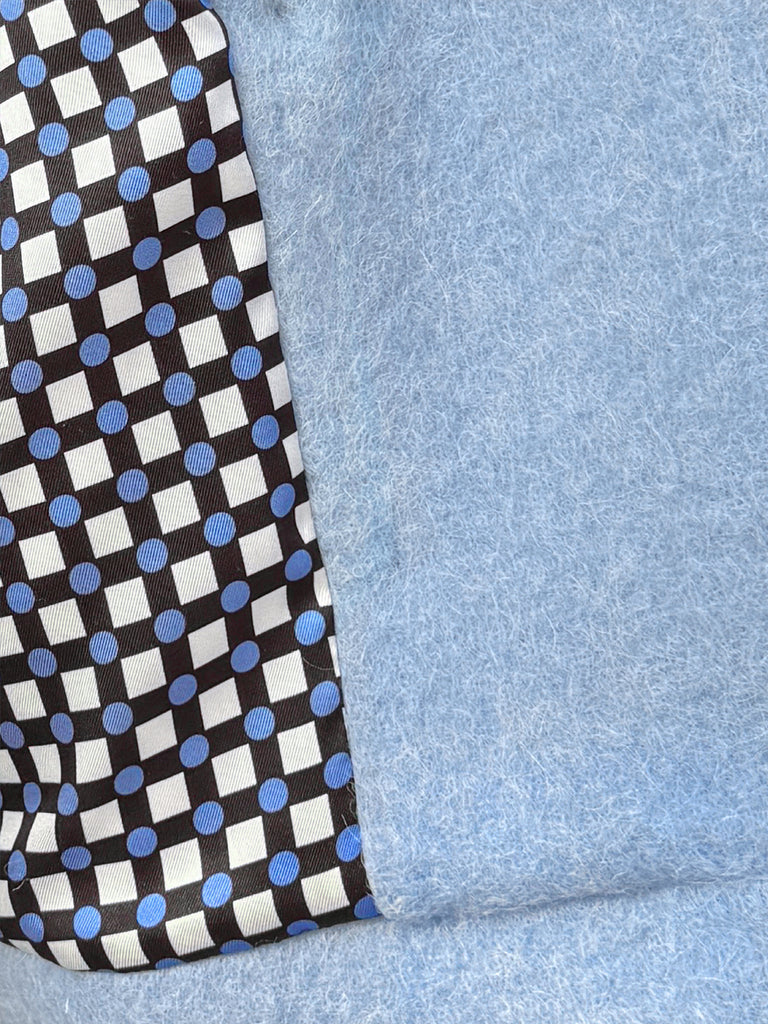 Final Sale! Candy Blue Petal Collar Furry Wool Teddy Short Coat