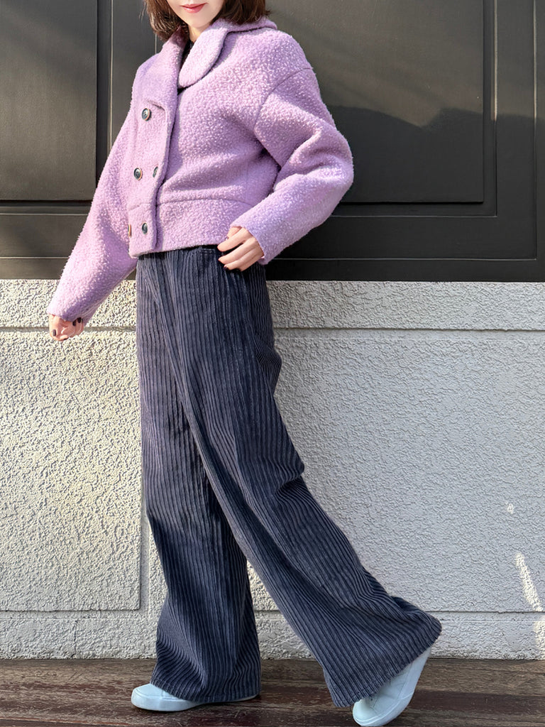 Final Sale! Sugary Lilac Petal Collar Furry Wool Teddy Short Coat