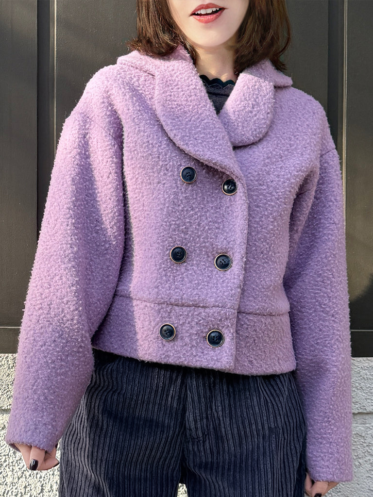 Final Sale! Sugary Lilac Petal Collar Furry Wool Teddy Short Coat