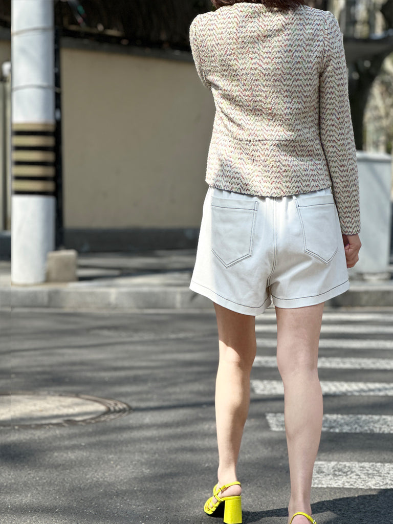 彩虹混合扇貝縫邊荷葉邊春季夾克