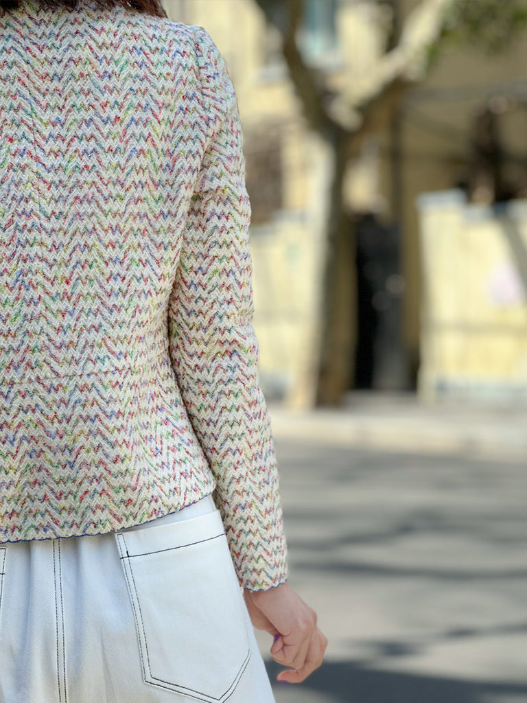 彩虹混合扇貝縫邊荷葉邊春季夾克