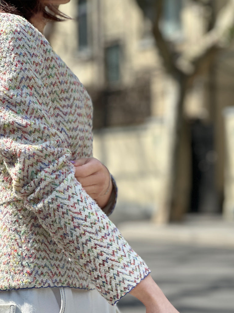 彩虹混合扇貝縫邊荷葉邊春季夾克