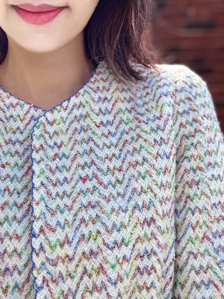 彩虹混合扇貝縫邊荷葉邊春季夾克