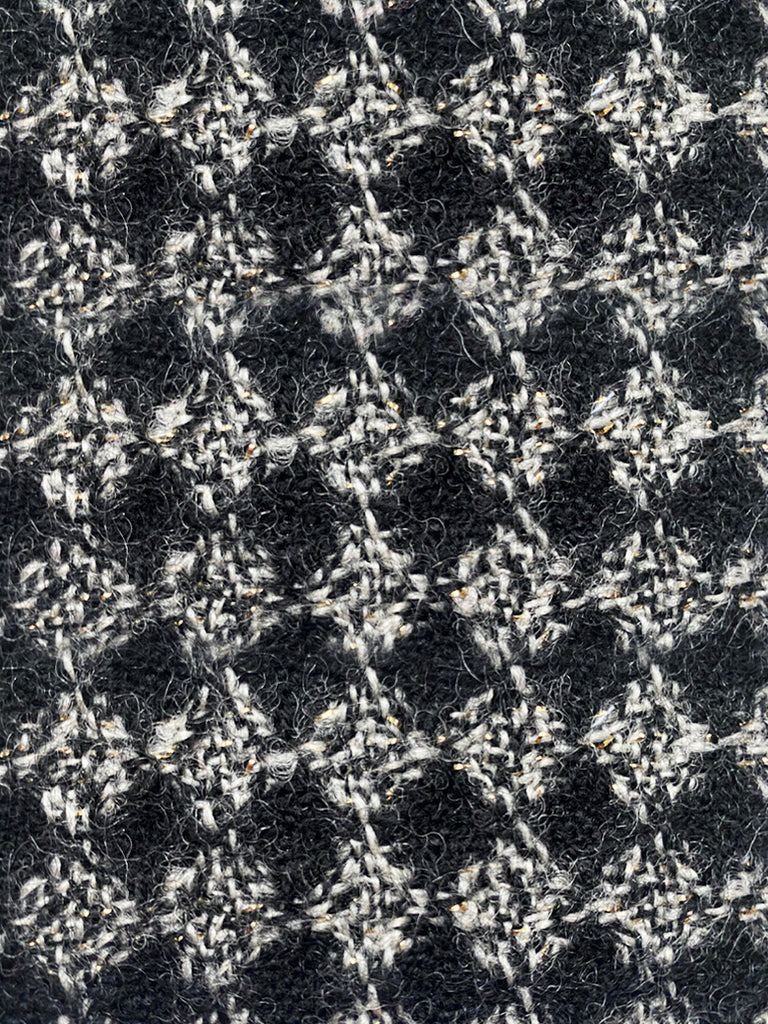 黑色盧勒克斯格紋三向荷葉邊斗篷開襟衫 - 短上衣