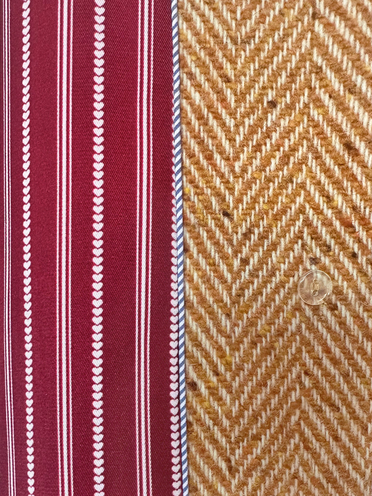 太妃糖可拆毛領人字紋羊毛繭大衣