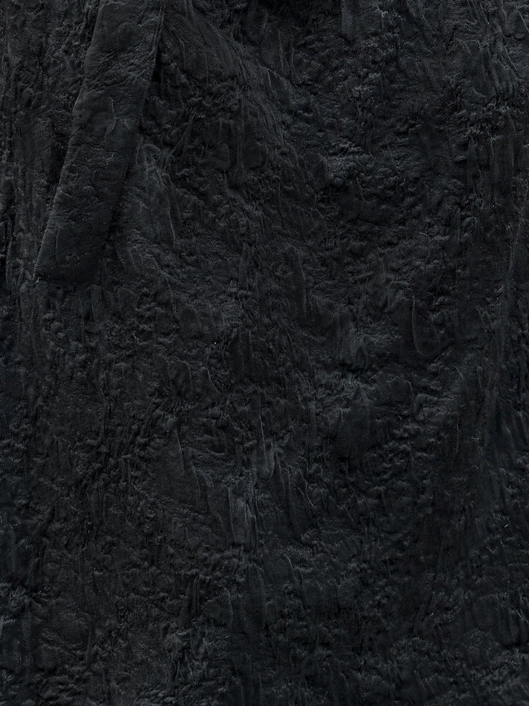 Surprise Sale! Black Jacquard Sash Tie Puff-Sleeve Elegant Midi Dress