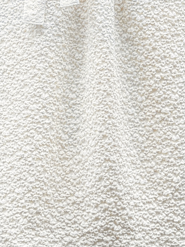 Surprise Sale! Ecru Jacquard Sash Tie Puff-Sleeve Elegant Midi Dress