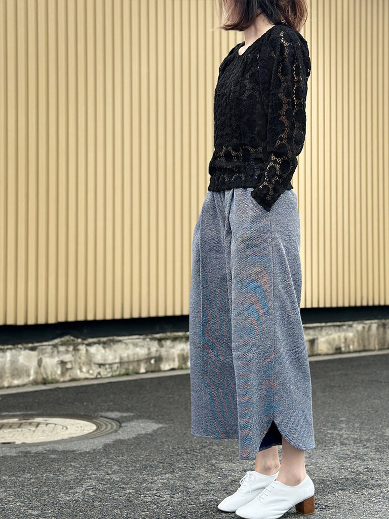 Surprise Sale! Black Dots Round Collar Pleated Shoulder Knit Top