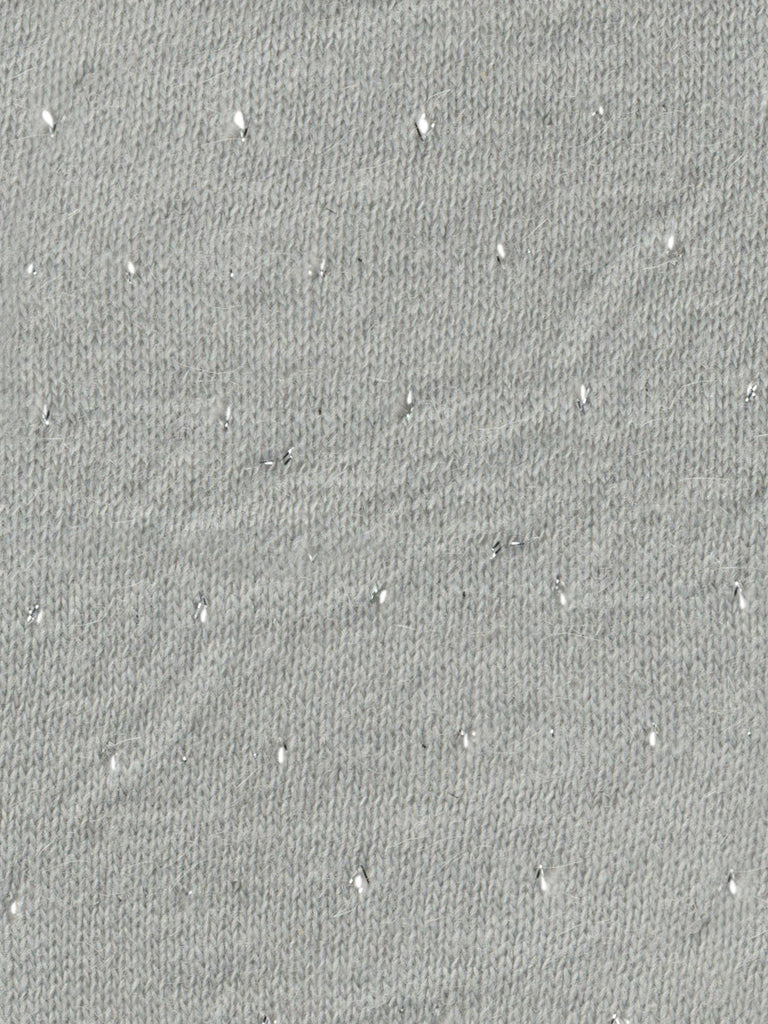 Surprise Sale! Grey Lurex Round Collar Pleated Shoulder Knit Top