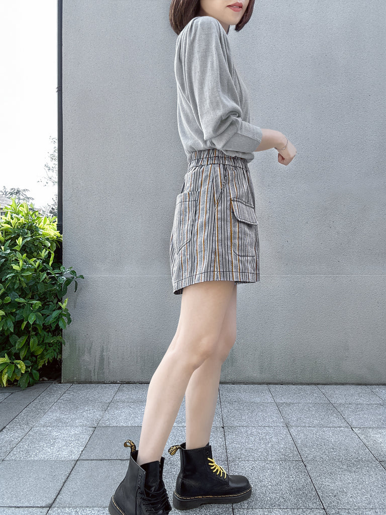 Surprise Sale! Grey Lurex Round Collar Pleated Shoulder Knit Top