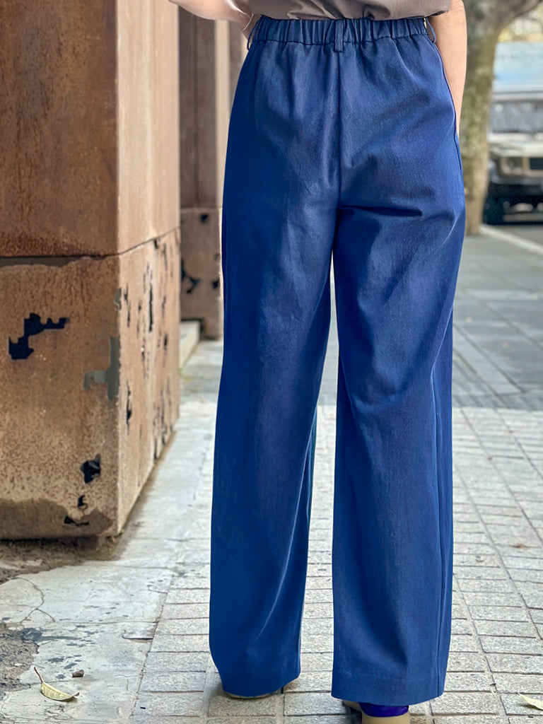 Surprise Sale! Denim Blue Pleat Front Detail Wide Leg Trousers