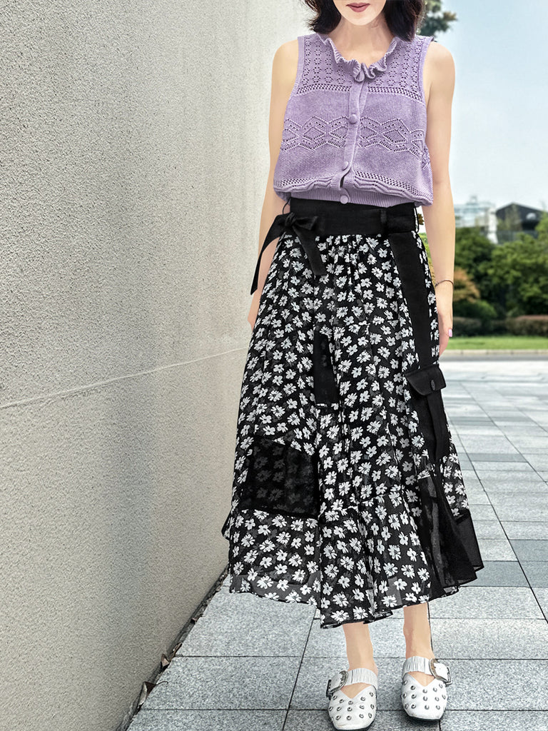 Surprise Sale! Mono Daisy Statement Pocket Chiffon Wrap Skirt