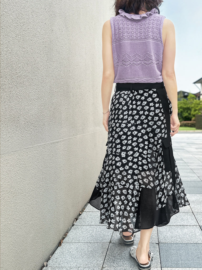 Surprise Sale! Mono Daisy Statement Pocket Chiffon Wrap Skirt