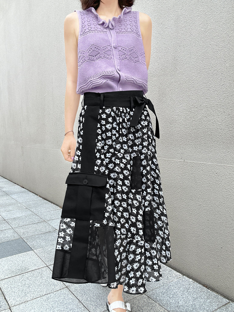 Surprise Sale! Mono Daisy Statement Pocket Chiffon Wrap Skirt