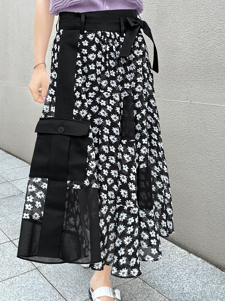 Surprise Sale! Mono Daisy Statement Pocket Chiffon Wrap Skirt