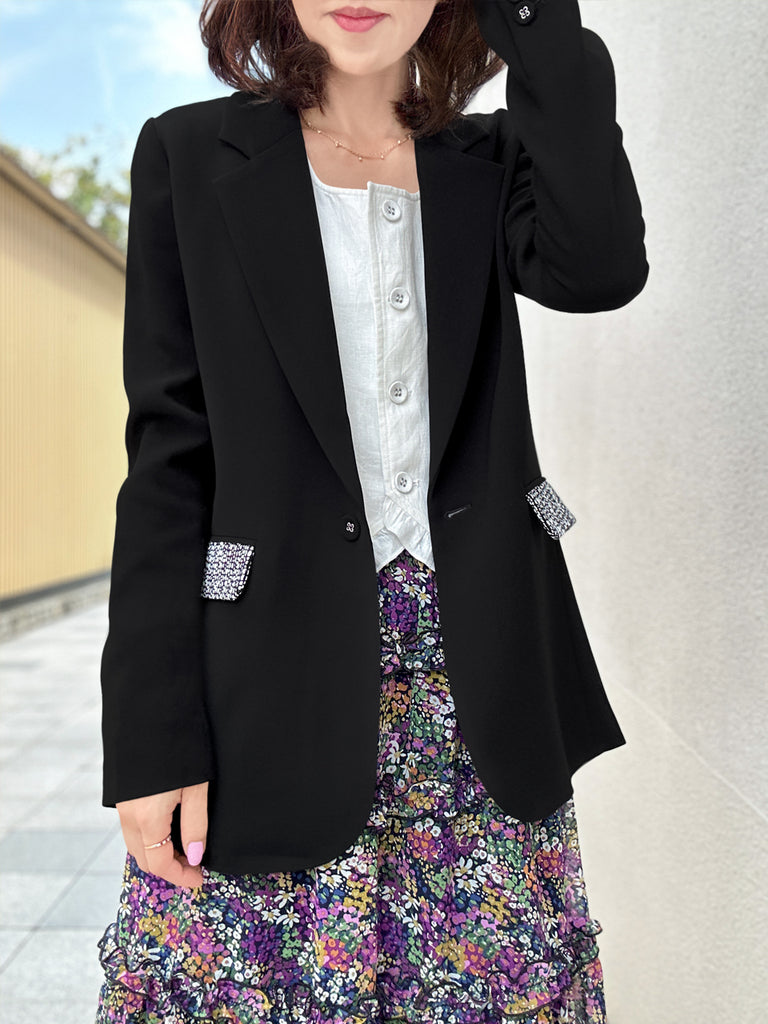 Final Sale! Black Patch Pocket Single Button Longline Blazer