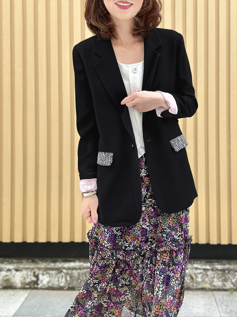 Final Sale! Black Patch Pocket Single Button Longline Blazer
