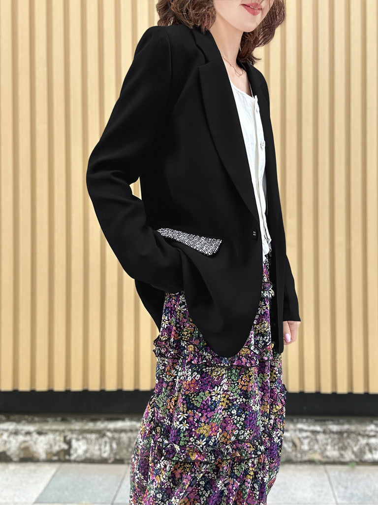 Final Sale! Black Patch Pocket Single Button Longline Blazer