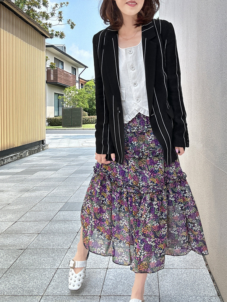 Final Sale! Striped Patch Pocket Single Button Longline Blazer