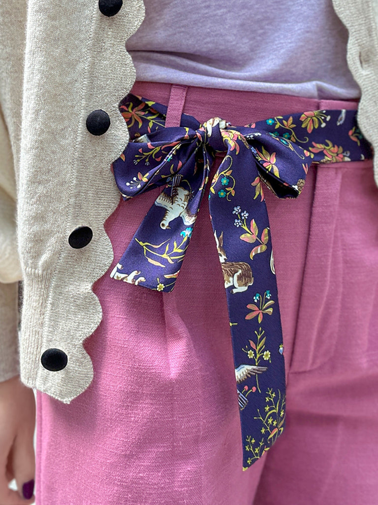 Final Sale! Sweet Pink Crease Front Wide-Leg Trousers w/Removable Silky Sash