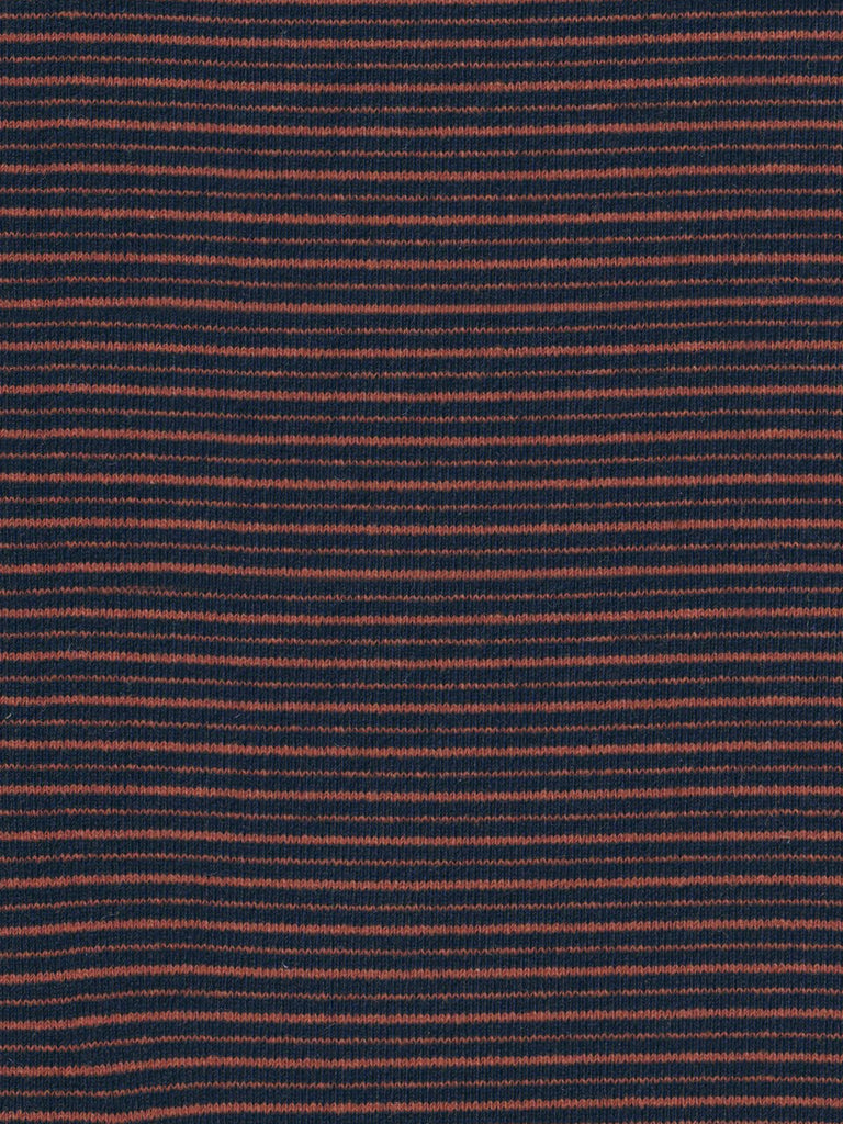 Final Sale! Navy/ Orange Stripe Contrast Ruffle Cuff U-back Knit Top