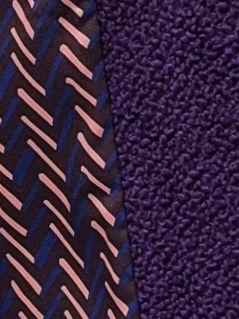 Purple Button Front Collarless Mid-length Bouclè Jacket