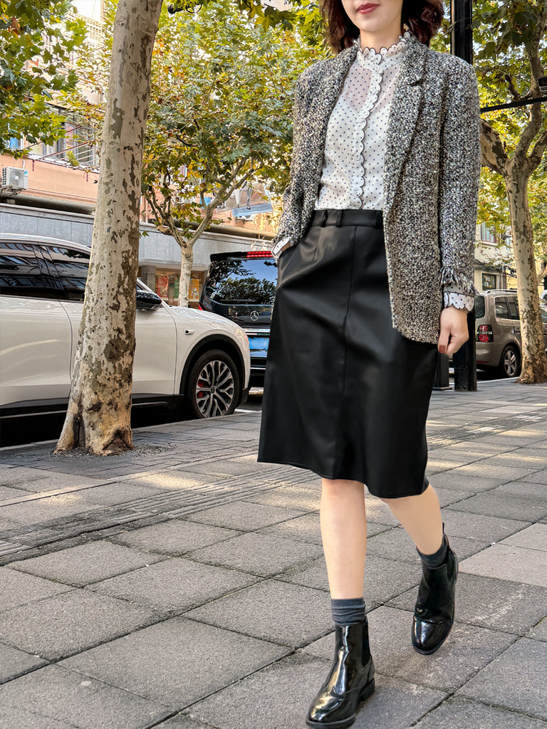 Final Sale! Moonlit Tweed Patch Pocket Open Front Longline Blazer