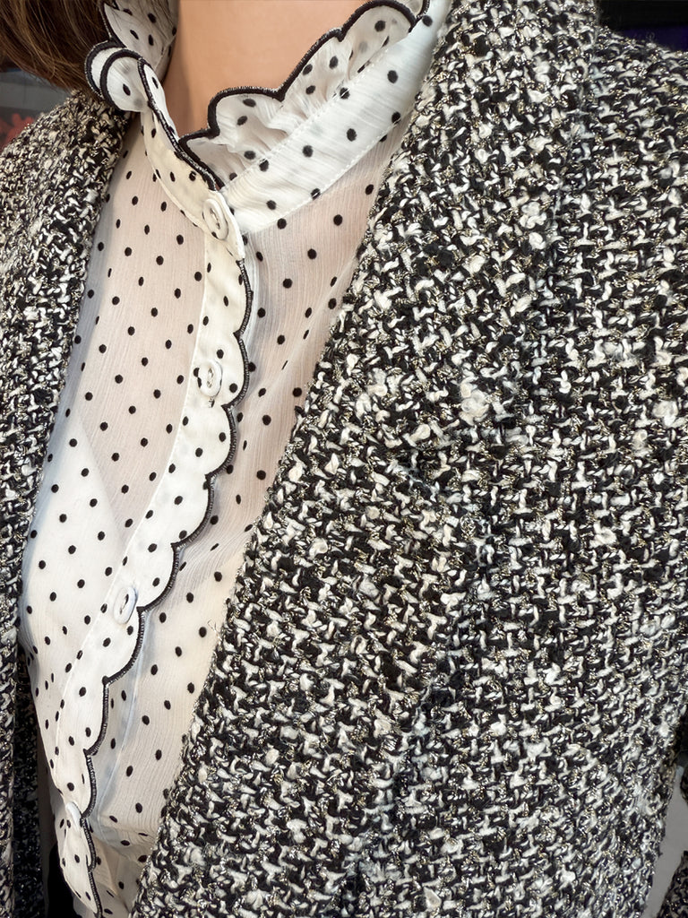 Final Sale! Moonlit Tweed Patch Pocket Open Front Longline Blazer