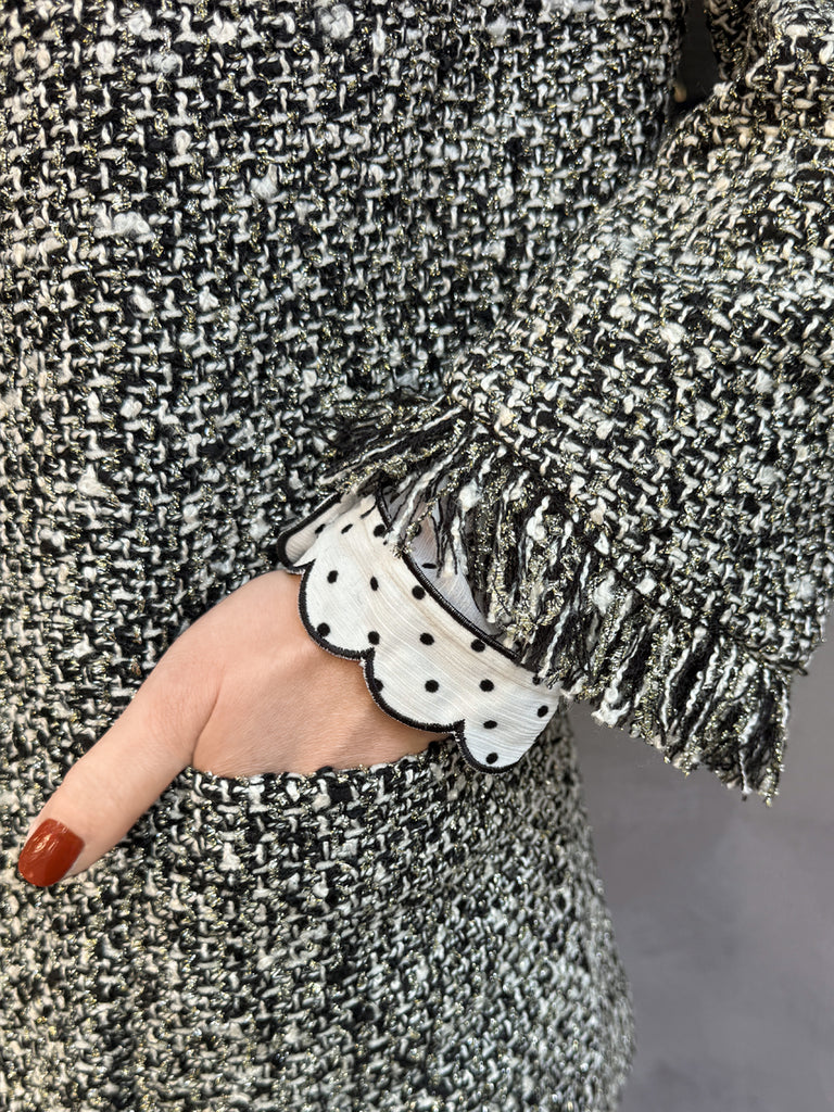 Final Sale! Moonlit Tweed Patch Pocket Open Front Longline Blazer