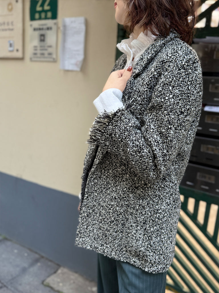 Final Sale! Moonlit Tweed Patch Pocket Open Front Longline Blazer