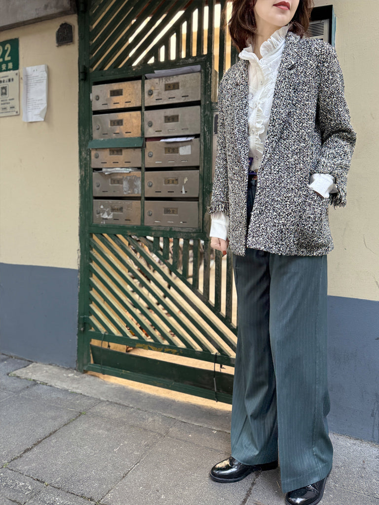 Final Sale! Moonlit Tweed Patch Pocket Open Front Longline Blazer