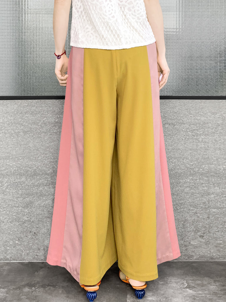 驚喜促銷!扇貝腰拼色寬褲