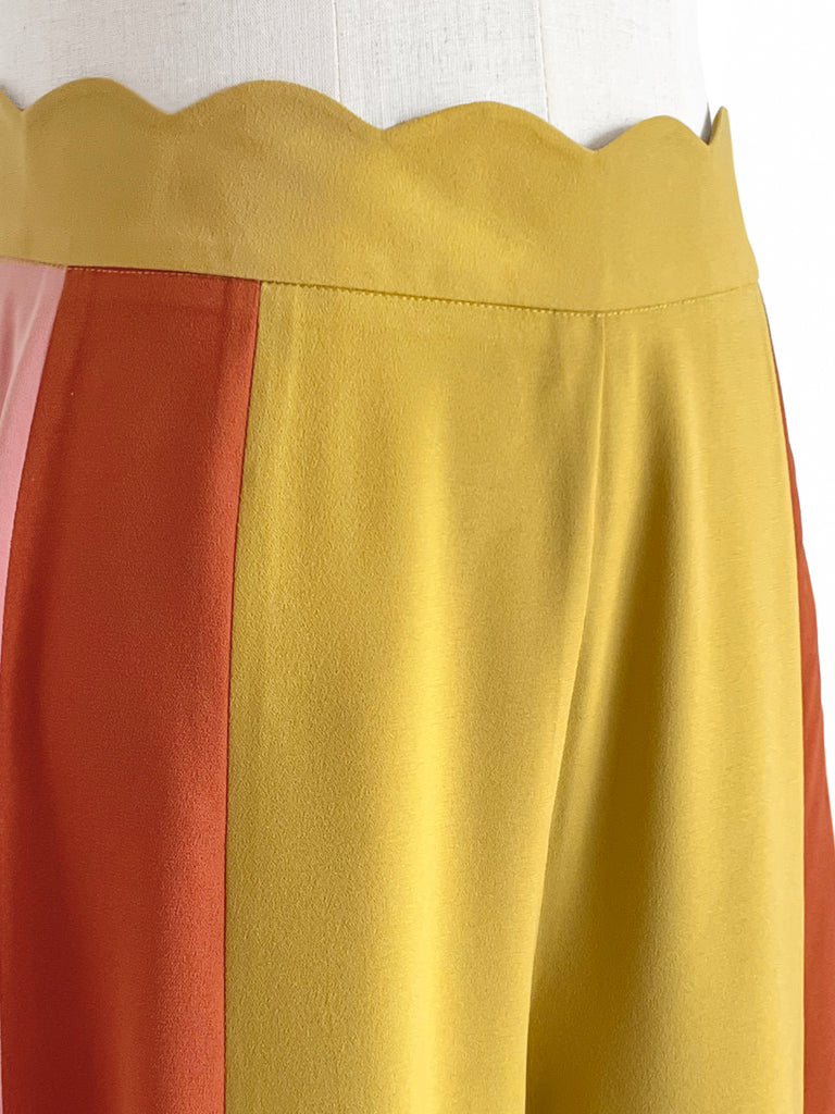 驚喜促銷!扇貝腰拼色寬褲