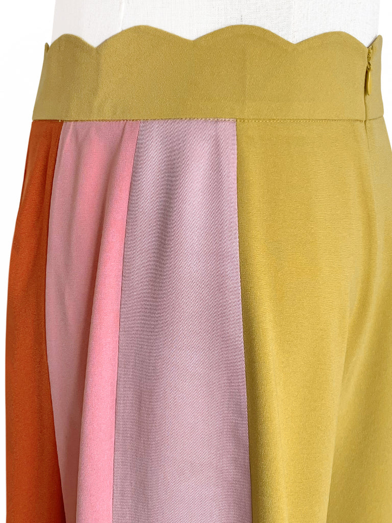 驚喜促銷!扇貝腰拼色寬褲