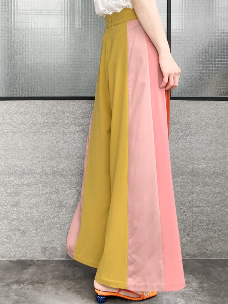 驚喜促銷!扇貝腰拼色寬褲