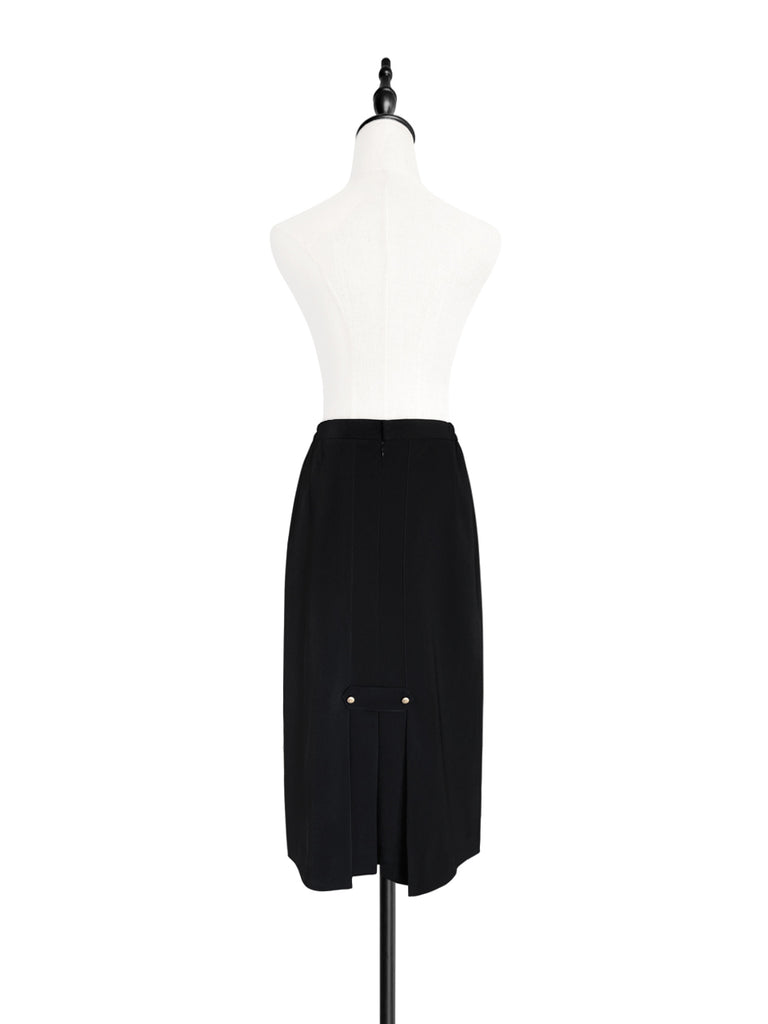 驚喜促銷!垂墜黑色鉚釘後褶直筒裙