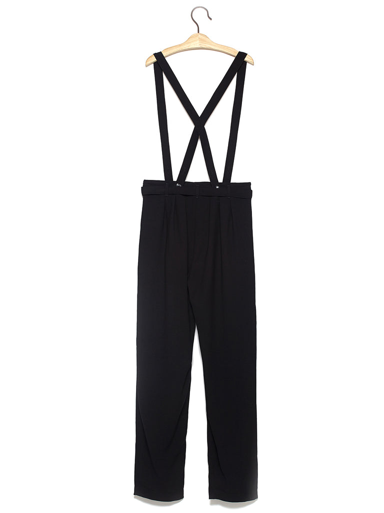 Black High Rise Loose-fit Suspender Pants