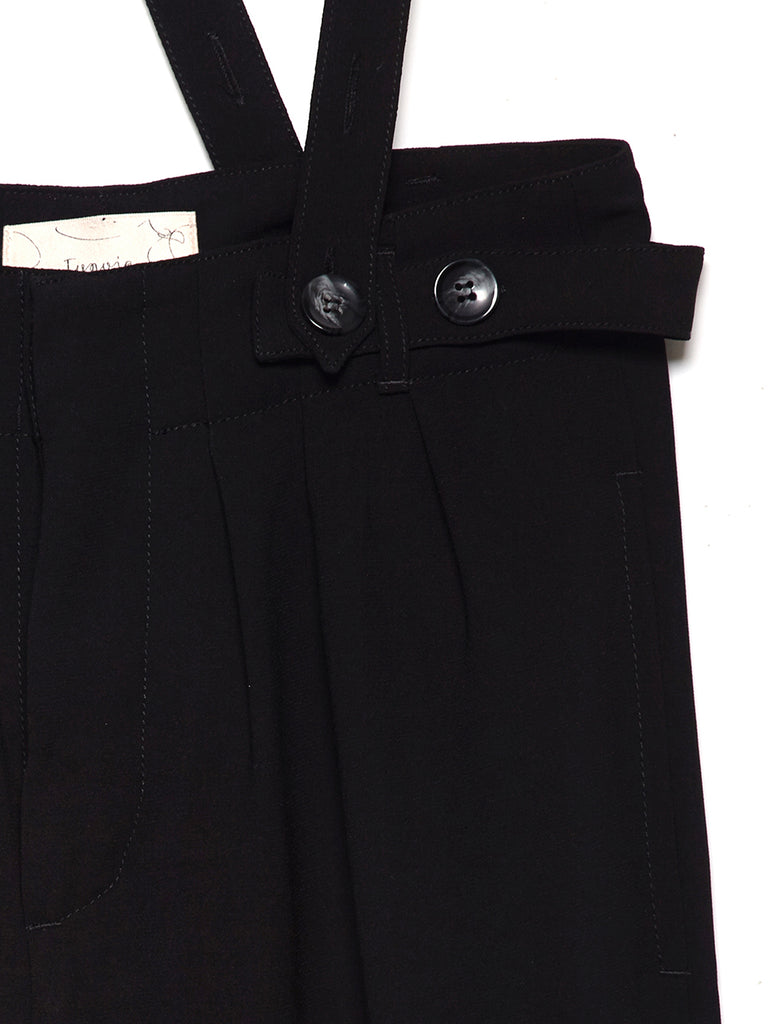 Black High Rise Loose-fit Suspender Pants