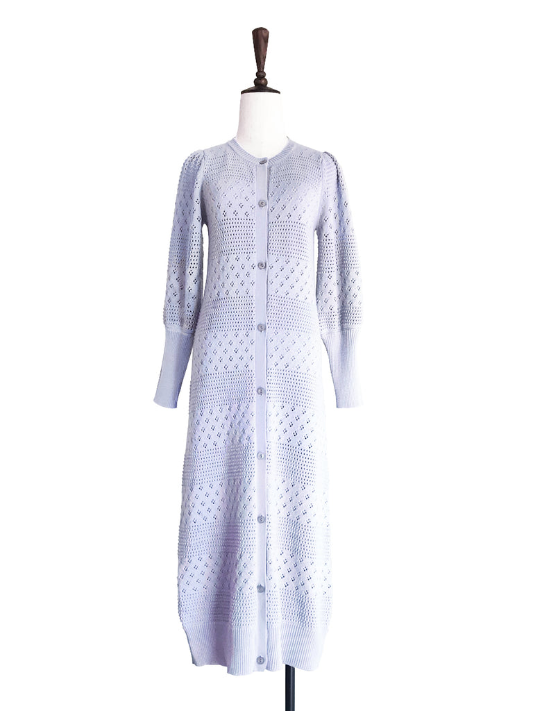 Final Sale! Lilac Mixed Stitches Cashmere Blended Longline Cardigan