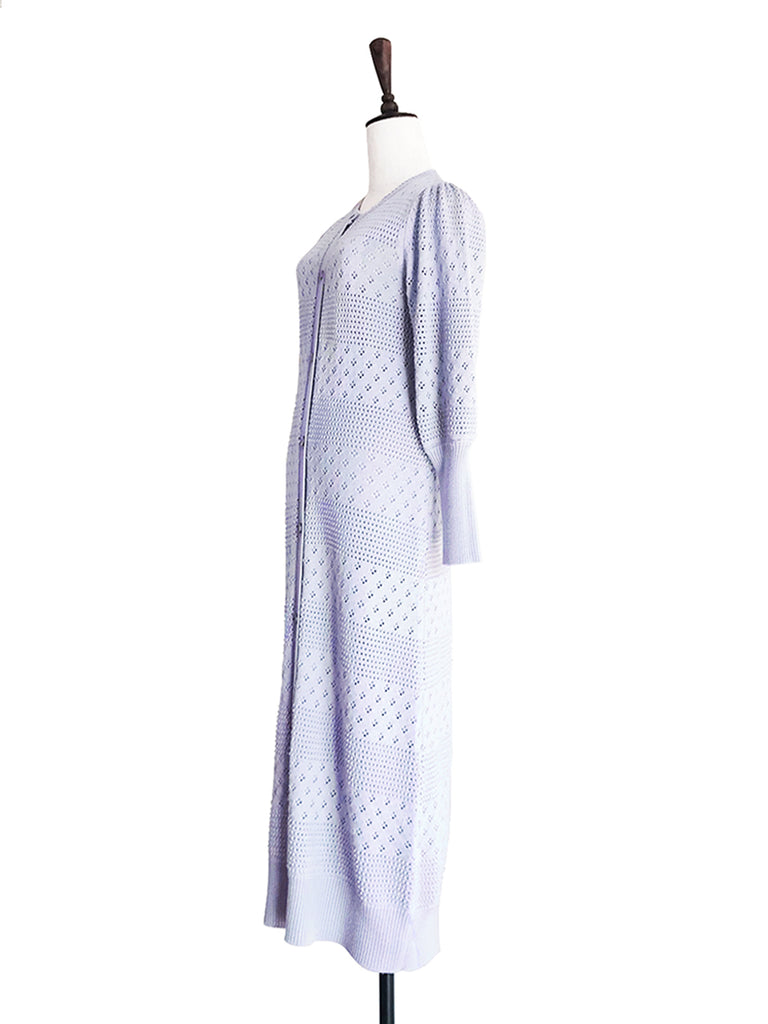 Final Sale! Lilac Mixed Stitches Cashmere Blended Longline Cardigan