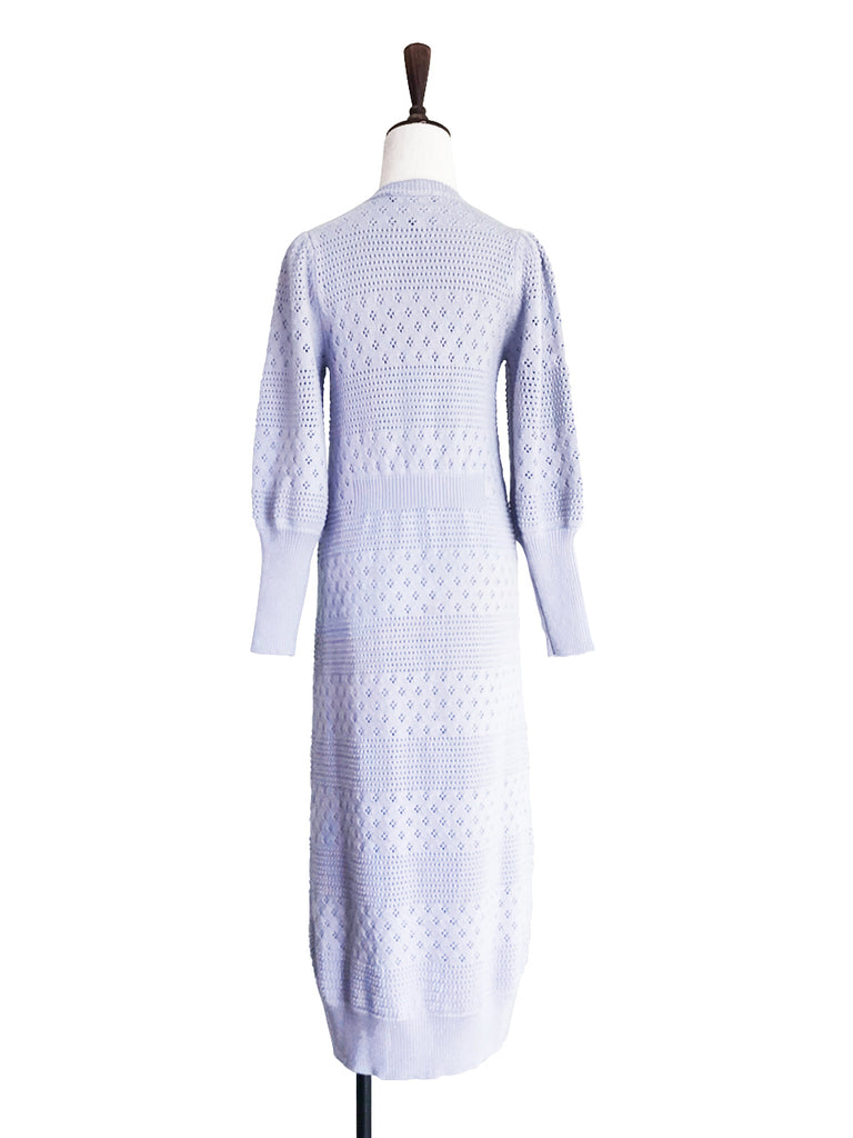 Final Sale! Lilac Mixed Stitches Cashmere Blended Longline Cardigan