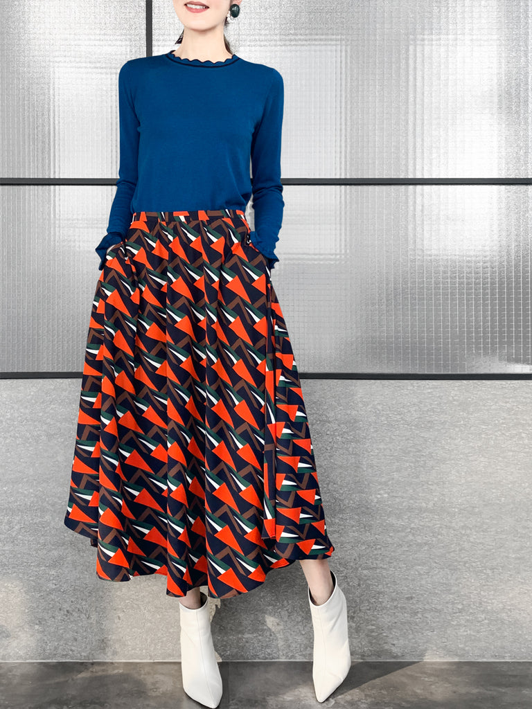 驚喜促銷!藍色扇貝領撞色飾邊羊絨羊毛混紡毛衣