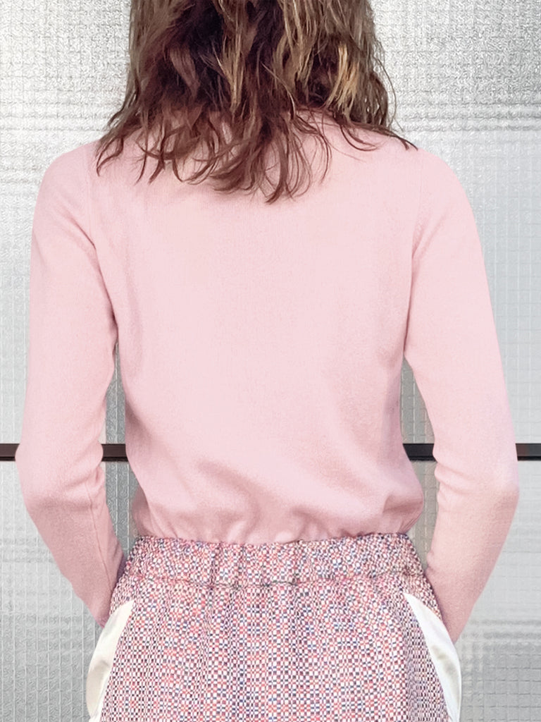 最後的機會! Pinky 扇貝領撞色飾邊羊絨羊毛混紡毛衣