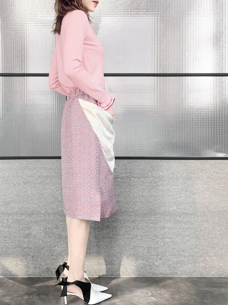 最後的機會! Pinky 扇貝領撞色飾邊羊絨羊毛混紡毛衣