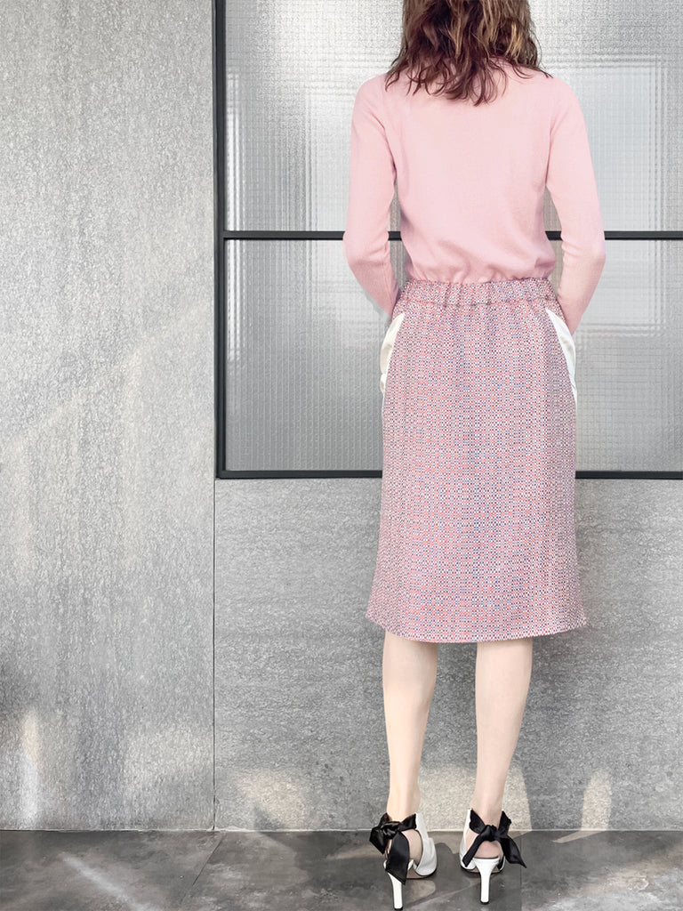 最後的機會! Pinky 扇貝領撞色飾邊羊絨羊毛混紡毛衣