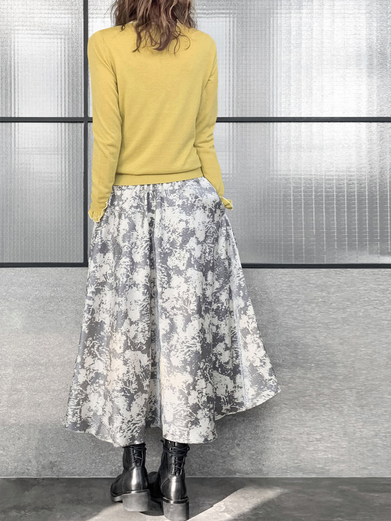 Surprise Sale! Dull Yellow Scallop Collar Contrast Trim Cashmere Wool Blend Sweater