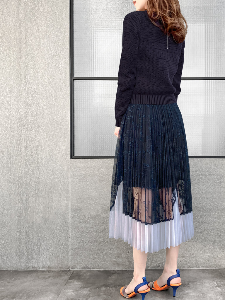 Last Chance! Purplish Grey Mixed Stitches Cotton Blend Crop Sweater